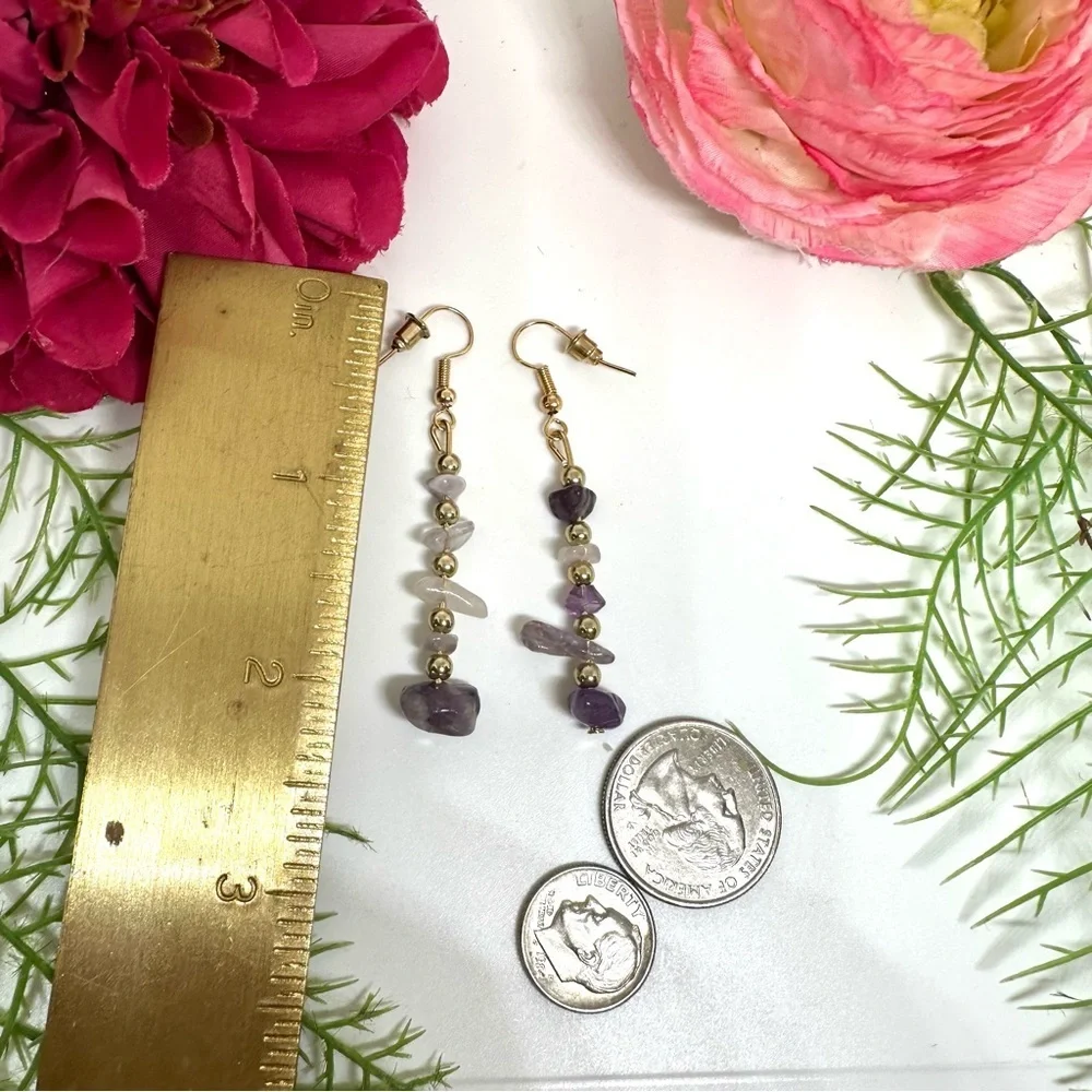 NEW⚜️AMETHYST Gemstone Beaded Earrings